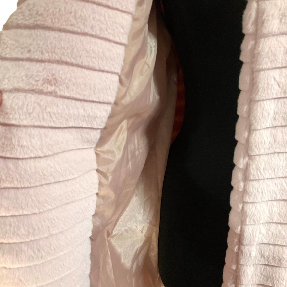 Joh Light Pink Ribbed Faux Fur Coat Size Large Open Front - Picture 6 of 9